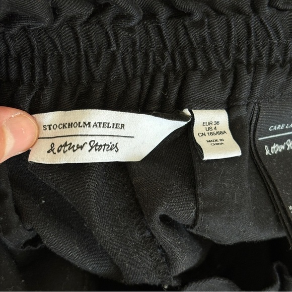 & Other Stories Stockholm womens black pull on wide leg high rise pants size 4 - Picture 8 of 9